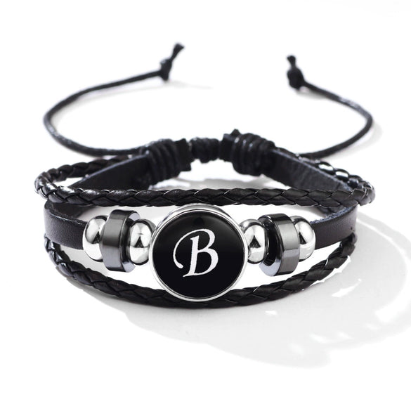 Wholesale Handmade Leather Bracelet With Letters Numbers Text Pattern Unisex Style
