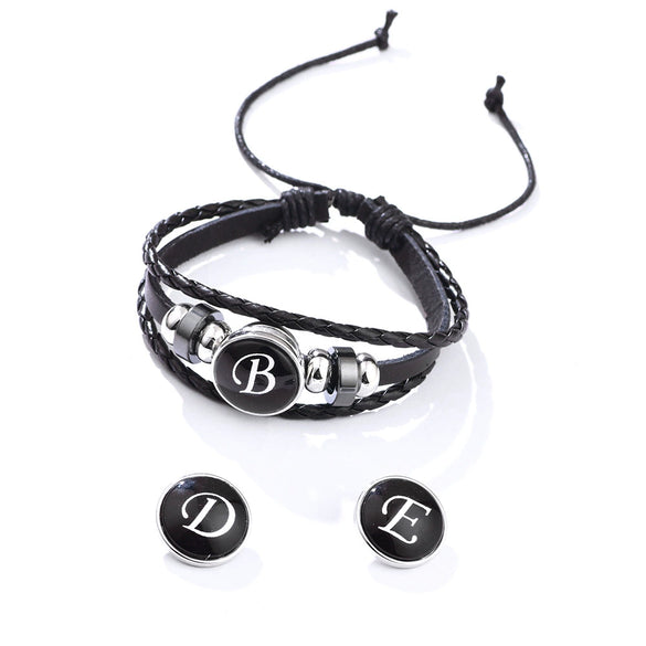Wholesale Handmade Leather Bracelet With Letters Numbers Text Pattern Unisex Style