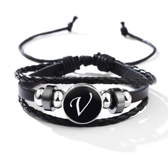 Wholesale Handmade Leather Bracelet With Letters Numbers Text Pattern Unisex Style