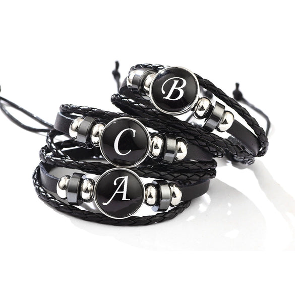Wholesale Handmade Leather Bracelet With Letters Numbers Text Pattern Unisex Style