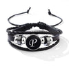 Wholesale Handmade Leather Bracelet With Letters Numbers Text Pattern Unisex Style