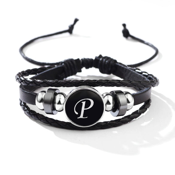 Wholesale Handmade Leather Bracelet With Letters Numbers Text Pattern Unisex Style