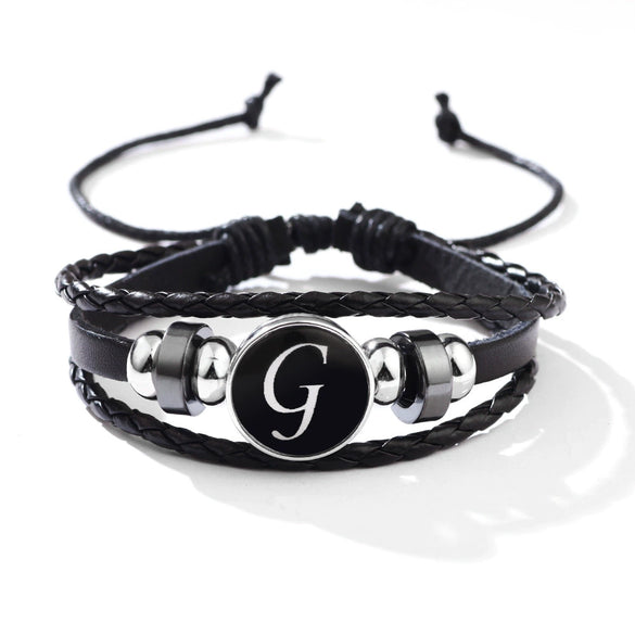 Wholesale Handmade Leather Bracelet With Letters Numbers Text Pattern Unisex Style