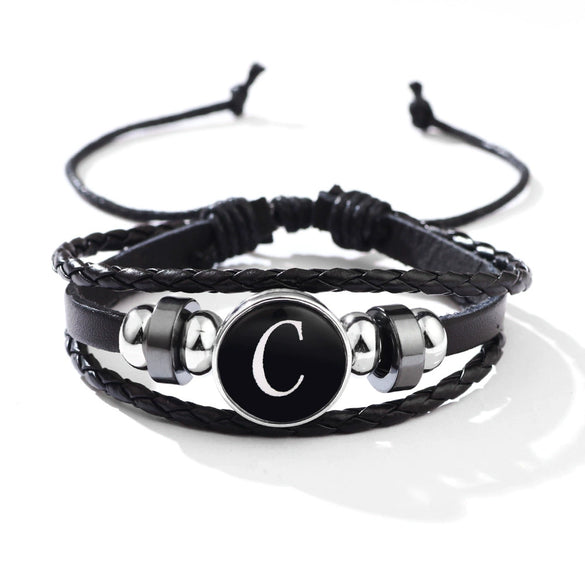Wholesale Handmade Leather Bracelet With Letters Numbers Text Pattern Unisex Style