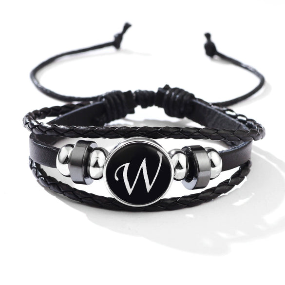 Wholesale Handmade Leather Bracelet With Letters Numbers Text Pattern Unisex Style