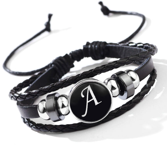 Wholesale Handmade Leather Bracelet With Letters Numbers Text Pattern Unisex Style