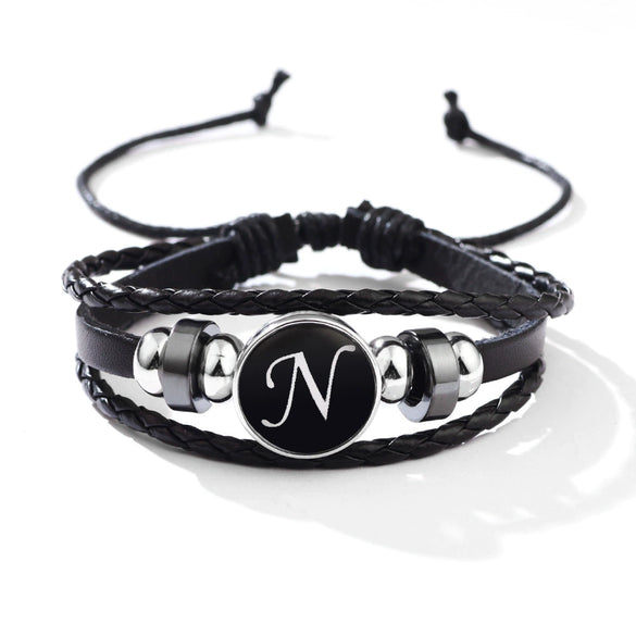 Wholesale Handmade Leather Bracelet With Letters Numbers Text Pattern Unisex Style