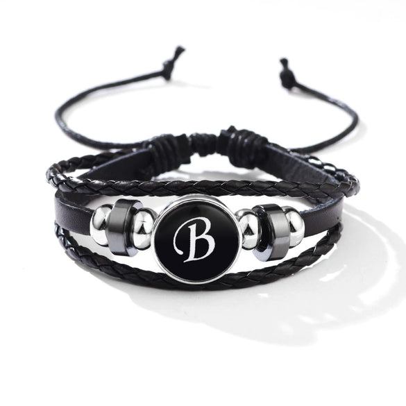 Wholesale Handmade Leather Bracelet With Letters Numbers Text Pattern Unisex Style