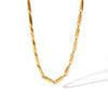 Wholesale Handmade Light Luxury Geometric Stainless Steel Jewelry Set With Strip Pattern And Electroplating Treatment Lingshaped Necklace And Bracelet For Unisex