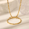 Wholesale Handmade Light Luxury Geometric Stainless Steel Jewelry Set With Strip Pattern And Electroplating Treatment Lingshaped Necklace And Bracelet For Unisex