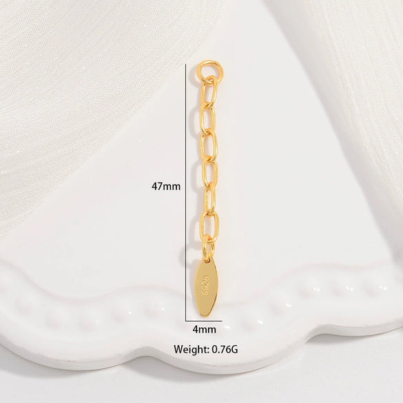 Wholesale Handmade Minimalist Drop Shape 925 Sterling Silver Tail Chain Extended Chain Diy Bracelet Necklace Accessories