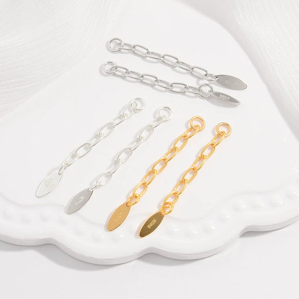 Wholesale Handmade Minimalist Drop Shape 925 Sterling Silver Tail Chain Extended Chain Diy Bracelet Necklace Accessories