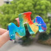 Wholesale Handmade Minimalist Pvc Mshaped Dopamine Rainbow Hair Clips For Women