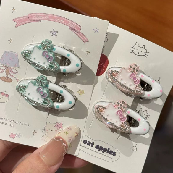 Wholesale Handmade Mixed Materials Rhinestone Cat Hair Bangs Clip For Women