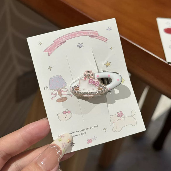 Wholesale Handmade Mixed Materials Rhinestone Cat Hair Bangs Clip For Women