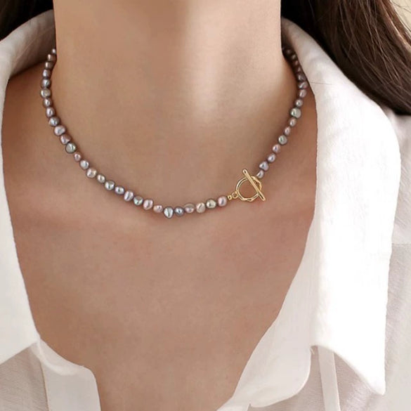 Wholesale Handmade Natural Freshwater Baroque Pearl Necklace For Women Copper Material
