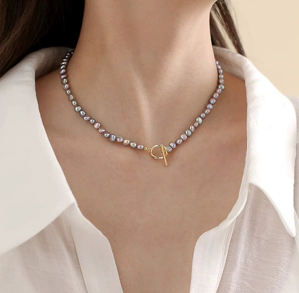 Wholesale Handmade Natural Freshwater Baroque Pearl Necklace For Women Copper Material