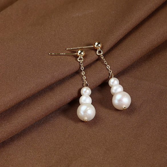 Wholesale Handmade Natural Freshwater Pearl Earrings With Tassel Minimalist Style For Women Nearly Round And Rice Shape Droplet Shape