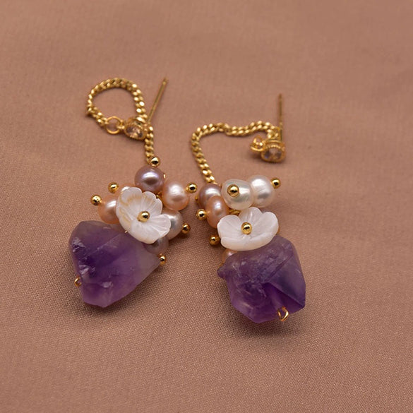 Wholesale Handmade Natural Pearl High End Long Tassel Earrings With Geometric Design For Women