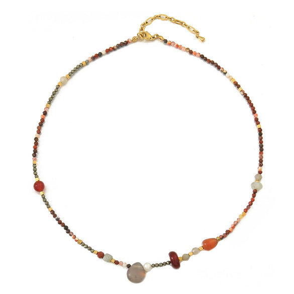 Wholesale Handmade Natural Stone And Czech Beads Geometric Style Women's Necklace