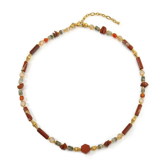 Wholesale Handmade Natural Stone And Czech Beads Geometric Style Women's Necklace