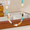 Wholesale Handmade Natural Stone And Stainless Steel Geometric Clavicle Necklace For Women