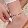 Wholesale Handmade Natural Stone Beaded Anklet For Women Geometric Style Titanium Steel With 18K Gold Plated Finish