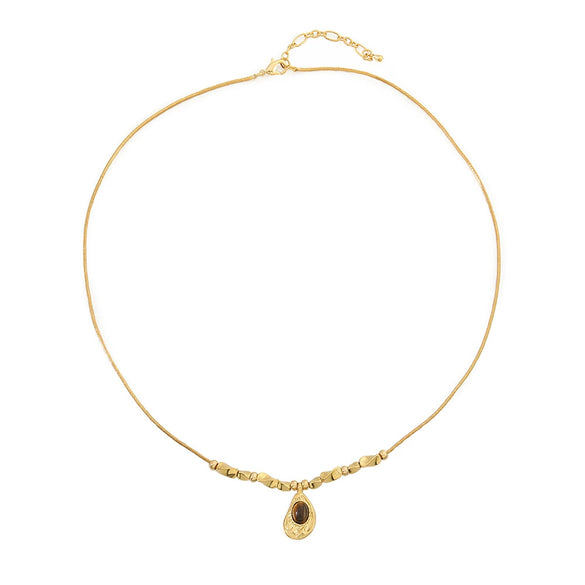 Wholesale Handmade Natural Stone Beaded Necklace Maillard Style Geometric Sun Pendant For Women