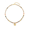 Wholesale Handmade Natural Stone Beaded Necklace Maillard Style Geometric Sun Pendant For Women