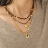 Wholesale Handmade Natural Stone Beaded Necklace Maillard Style Geometric Sun Pendant For Women
