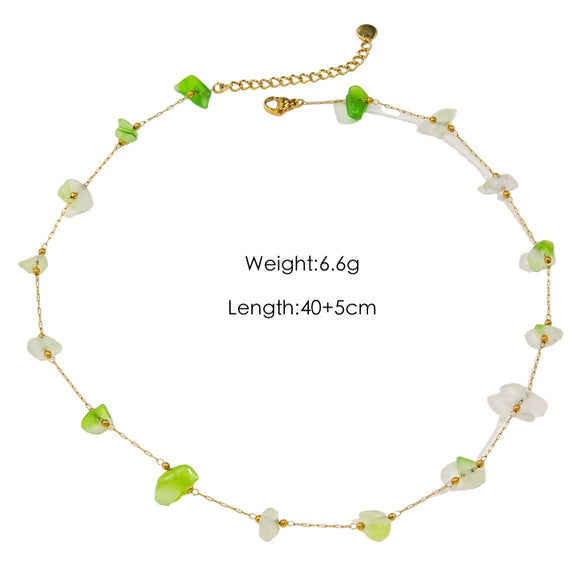 Wholesale Handmade Natural Stone Beaded Necklace Stainless Steel Chain Geometric Style Mixed Gemstone Inlay