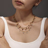 Wholesale Handmade Natural Stone Beads Doublelayered Ultrafine Clavicle Necklace Stainless Steel 18K Gold Plated Geometric