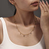 Wholesale Handmade Natural Stone Beads Doublelayered Ultrafine Clavicle Necklace Stainless Steel 18K Gold Plated Geometric