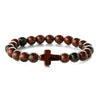 Wholesale Handmade Natural Stone Geometric Tiger Eye Stone Cross Bracelet