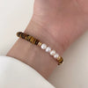 Wholesale Handmade Natural Tiger Eye Stone Pearl Bracelet For Women In Maillard Style