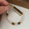 Wholesale Handmade Natural Tiger Eye Stone Pearl Bracelet For Women In Maillard Style