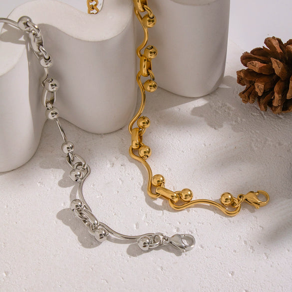 Wholesale Handmade Real Gold Plated Geometric Stainless Steel Bracelet For Women