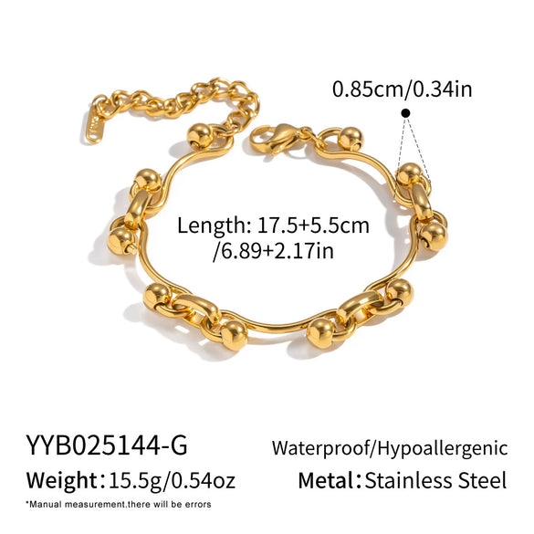 Wholesale Handmade Real Gold Plated Geometric Stainless Steel Bracelet For Women