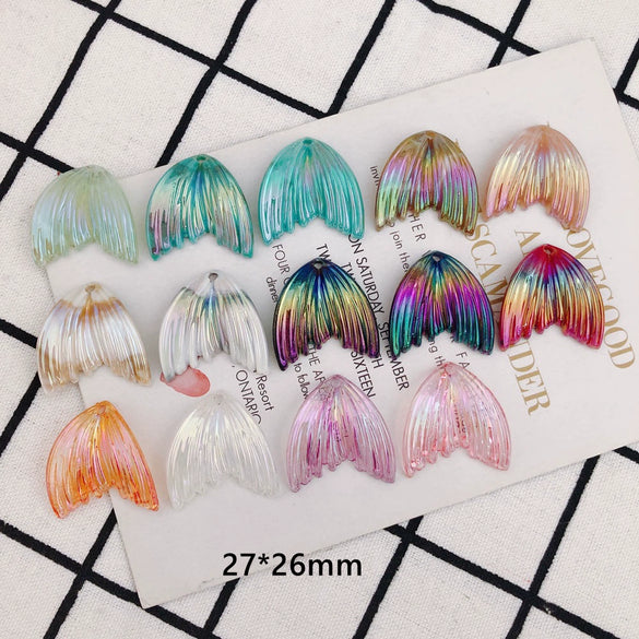 Wholesale Handmade Resin And Plastic Fishtail Stud Earrings With Magic Color Gradient Natural Style And Environmental Protection Treatment