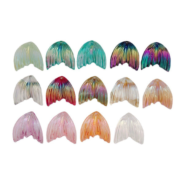 Wholesale Handmade Resin And Plastic Fishtail Stud Earrings With Magic Color Gradient Natural Style And Environmental Protection Treatment