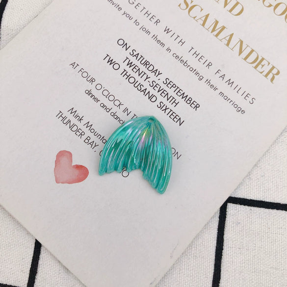 Wholesale Handmade Resin And Plastic Fishtail Stud Earrings With Magic Color Gradient Natural Style And Environmental Protection Treatment
