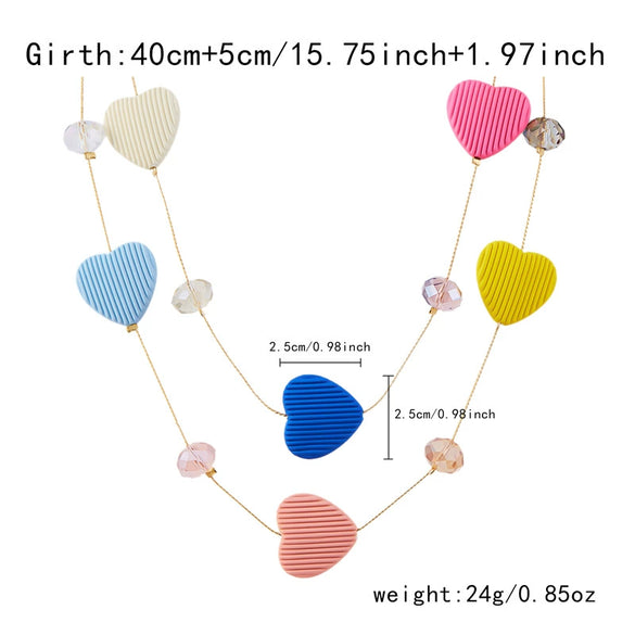 Wholesale Handmade Resin Heart Shape Doublelayer Necklace For Women