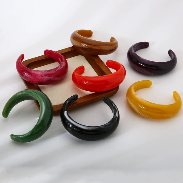 Wholesale Handmade Retro Multicolor Resin Open Bracelet Jewelry For Women