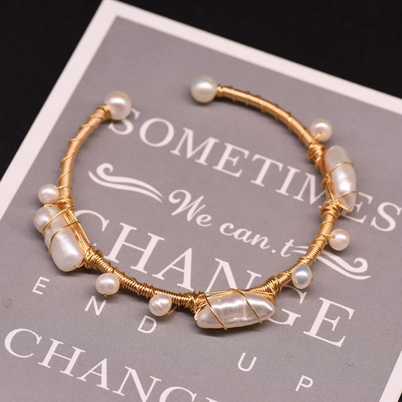 Wholesale Handmade Retro Natural Freshwater Pearl Electroplated Bracelet For Women