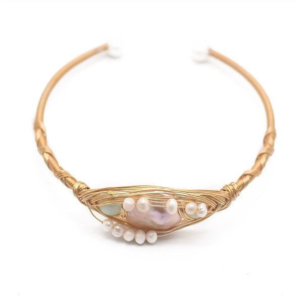 Wholesale Handmade Retro Natural Freshwater Pearl Electroplated Bracelet For Women