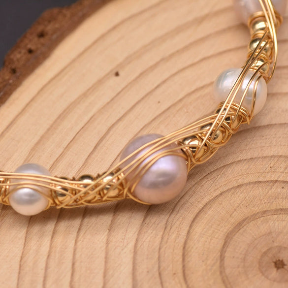 Wholesale Handmade Retro Natural Freshwater Pearl Electroplated Bracelet For Women