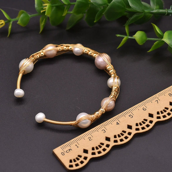 Wholesale Handmade Retro Natural Freshwater Pearl Electroplated Bracelet For Women