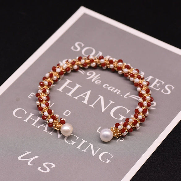 Wholesale Handmade Retro Natural Freshwater Pearl Electroplated Bracelet For Women