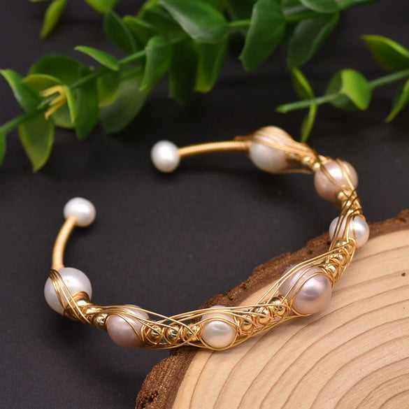 Wholesale Handmade Retro Natural Freshwater Pearl Electroplated Bracelet For Women