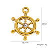 Wholesale Handmade Retro Stainless Steel Geometric Rudder Pendant Jewelry Accessories For Bracelet And Necklace With Zircon And Vacuum In Furnace Electroplating